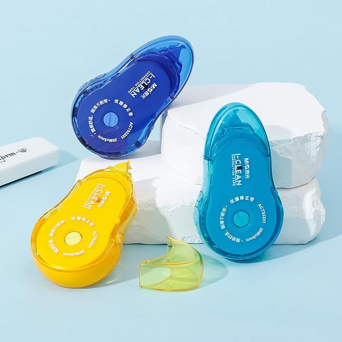 M&G 3Pcs White Correction Tapes, 65.1 Ft Cute White Smooth Pull Out Tape for Writing, Instant Correction Applicator Easy to Use for Portable School Office Supplies (Multicolor)