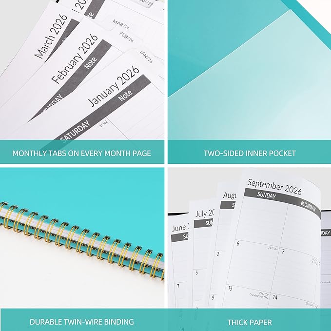 2026-2030 Monthly Planner 5 Year Monthly Planner/Calendar 2026-2030, Jan 2026 – Dec 2030, 9" x 11", Tabs, Double-Side Pocket, Holidays, Thick Paper - Blue
