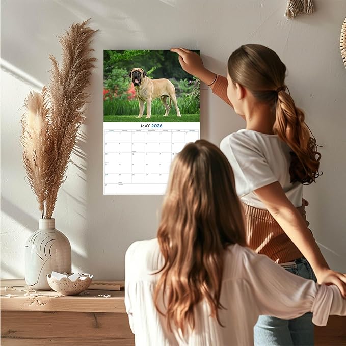 2025 2026 Mastiff Calendar - Dog Breed Monthly Wall Calendar - 12" x 18" Open - Thick No-Bleed Paper - Giftable - Academic Teacher's Planner Calendar Organizing & Planning - Made in USA