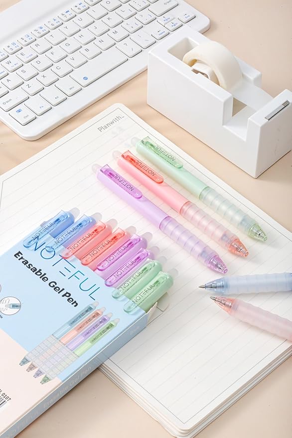 Black Ink Erasable Gel Pens, 0.7mm Fine Point Retractable Click Gel Writing Pens, Clean Erase Quick Dry for School Notes & Journaling, Students & Teachers