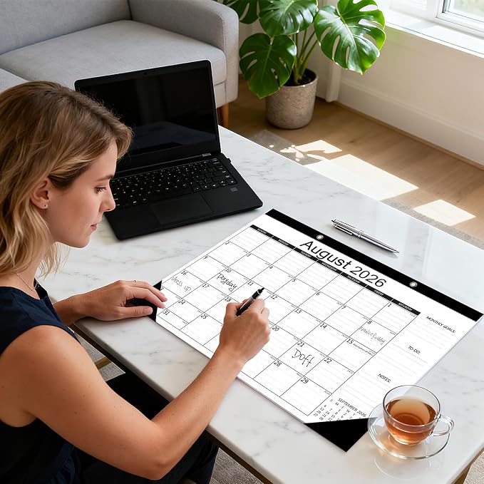 MZD8391 Desk Calendar 2026-2027, Wall Calendar, 18 Months from July 2026 to December 2027, Large 17" x 12" Monthly Planner with Waterproof Cover, Julian Dates & Holidays for Home Office School