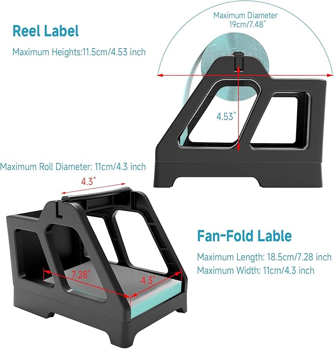 VOTTAN Sticker Label Holder, Easy to Assemble Thermal Label Holder for Rolls and Fan-Fold Labels 4X6‘’