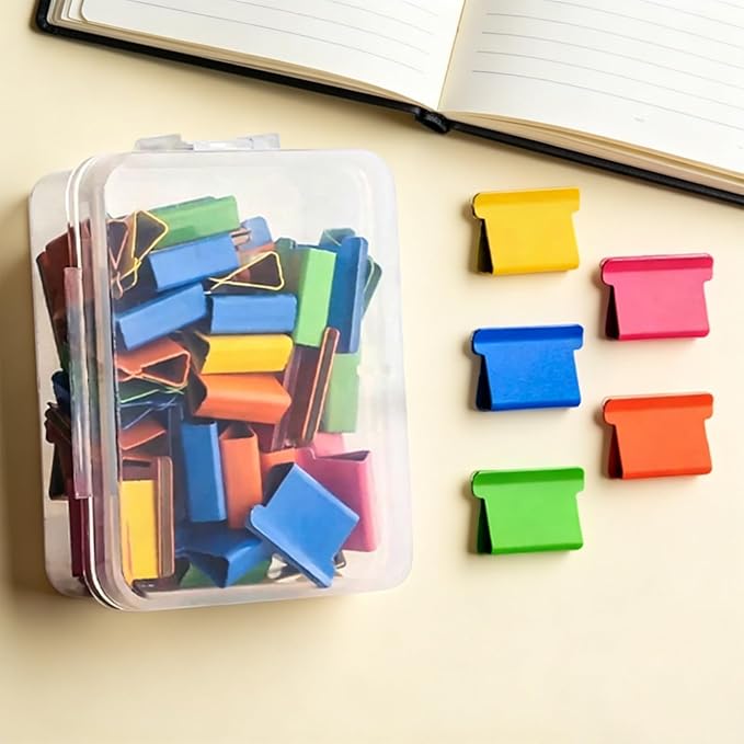 Portable Binder Clip Stapler, Includes 150 Reusable Clips, Push Clip Staplers, Mini Push Stapler Clamp Staplers for Desktop Document Home School Desk Office (K#)