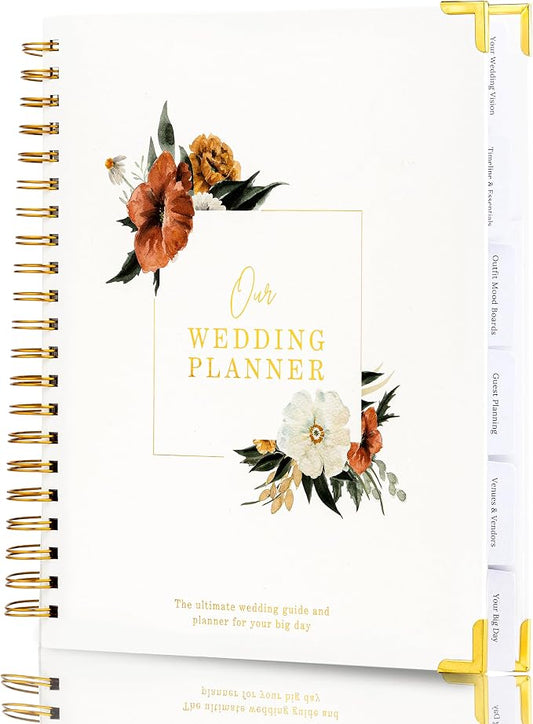 Timeless Premium Wedding Planner Book and Organizer – Wedding Planning Book, Comprehensive Keepsake & Countdown Binder, Perfect Engagement Gift for Women, 11" x 9" (Bloom)