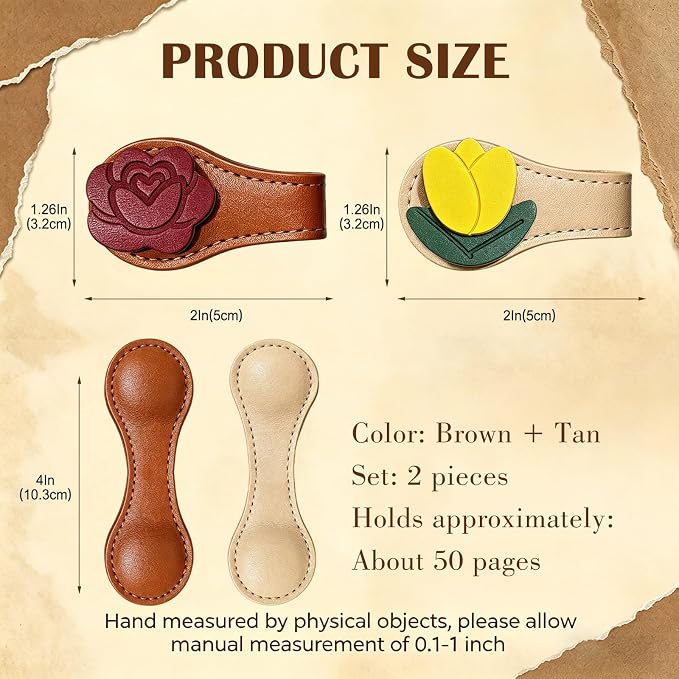 Gifts for Women Cute Flower Leather Magnetic Bookmarks for Women Vintage Book Marks for Reading Small Birthday Teacher Bookish Reading Book Lovers Gifts for Women Office Planner Book Accessories Clip