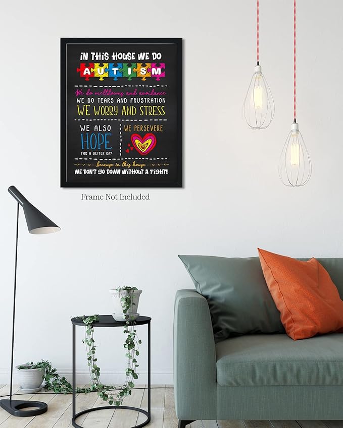 In This House We Do Autism | Autism Awareness Decor | Autism Classroom | Boho Rainbow Decor Classroom | Autism Sign | Autism Art Wall Decor Classroom | Autistic decorations - 24x30 unframed poster