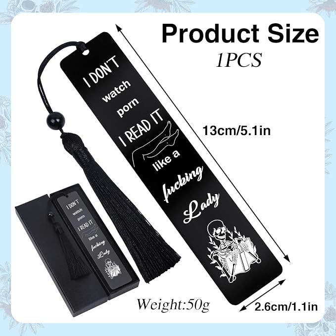 Smut Metal Bookmark Gift - Funny Bookmarks for Women Smutty Book Marks for Book Lovers Book Mark with Tassels for Friends Fun Book Marks Gifts for Bookworm Birthday Gift for Book Fans
