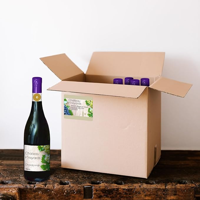 Wine Bottle Labels from Blank Labels - 4 Per Page - Water-Proof - Template Compatible - Laser and Inkjet Guaranteed - Easy Peel - Made in USA - 4” x 3.33” - 250 Sheets - 1000 Bottle Labels