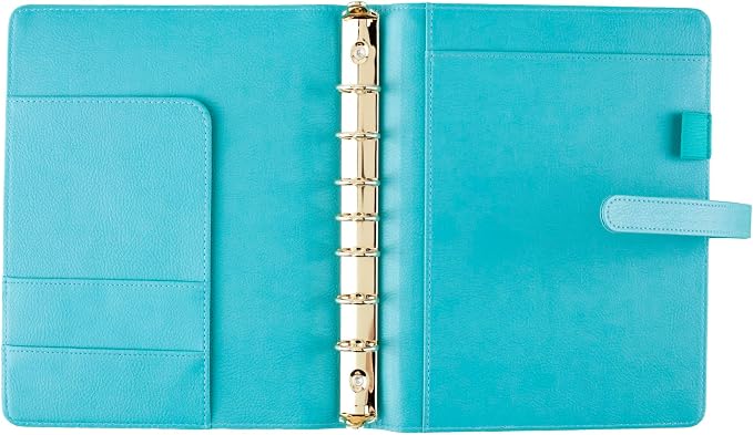 AT-A-GLANCE, Undated, 5-1/2" x 8-1/2", Desk Size, 7-Ring, Faux Leather Fashion, Teal (DR1118-040-42)