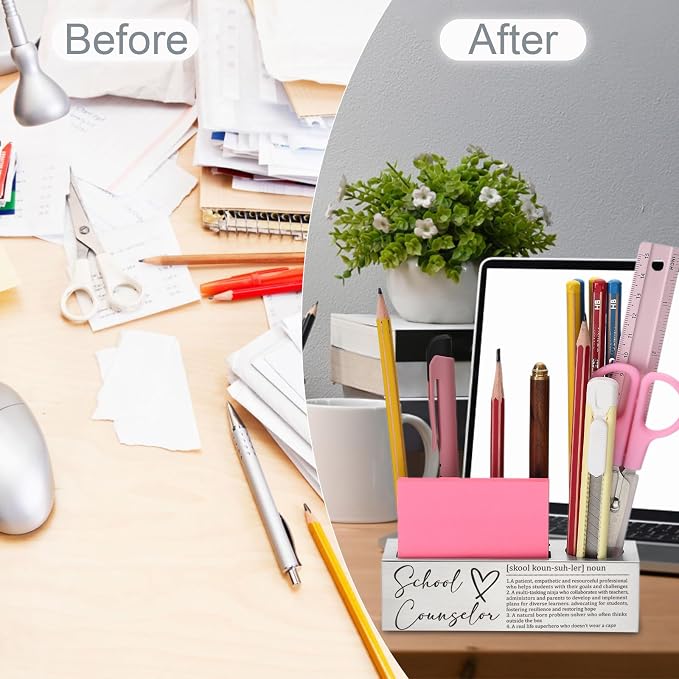 School Counselor Gifts, School Counselor Pen and Pencil Holder for Desk, Appreciation Gift for Counselors, Teachers, and Educators, Thank You Desk Organizer for School Staff Recognition TZC78
