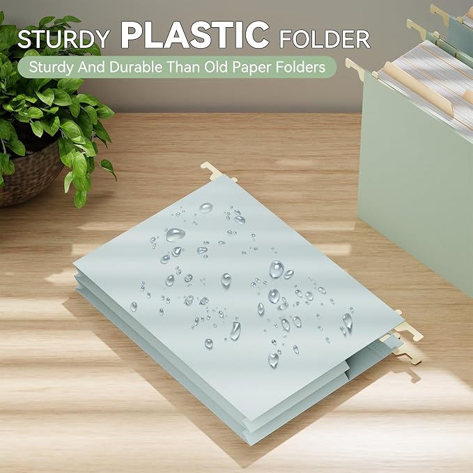 Plastic Extra Wide Hanging File Folder Letter Size,Heavy Duty Reinforced 3" Expansion Accordian Pocket,6 Pack Filing Cabinet Folders with Tabs,Pastel Color Hanging Organizer for Bulky Files