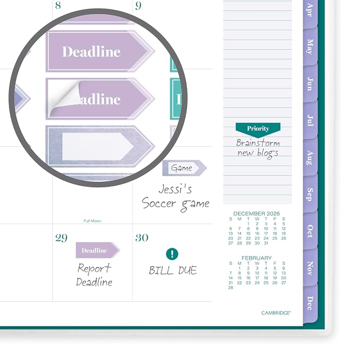Mead Cambridge 2027 Planner, Weekly & Monthly, 8.5" x 11", Ombre Mist (1851-905-27)