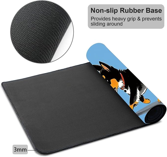 Mouse Pad Gaming Mousepad 31.5x11.8 Inch XXL Large + Coasters,Desk Mat with Stitched Edges, Non-Slip Rubber Base, Thick Mouse Pad for Computer, Laptop, Office & Home - Cute Dog