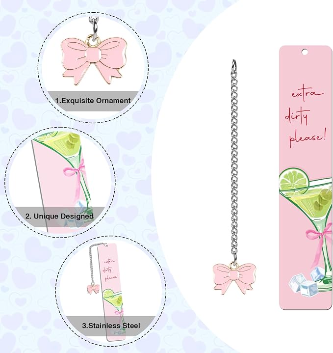 Martini Themed Bookmark Gifts - Cute Bookmarks for Women, Funny Book Accessories for Book Lovers Bookworm, Dirty Please Halloween Thanksgiving Christmas Birthday Gifts for Friends