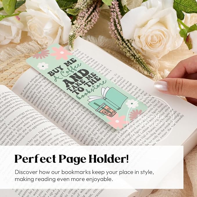 KACIOLA STUDIO 100PCS Bookmarks for Women, Booklovers Theme Paper Bookmarks Bulk 6" x 2" Cute Book Marks for Reading Book Lovers Students Schools Gifts (Booklovers)