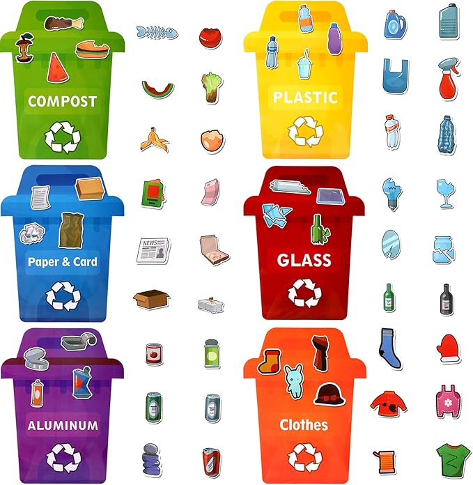 Crtiin 66 Pcs Earth Day Learn to Recycle Activity Set for Kids Classroom Earth Day Activities Kit Bulletin Board Educational Learning Activities Earth Day Decorations for School