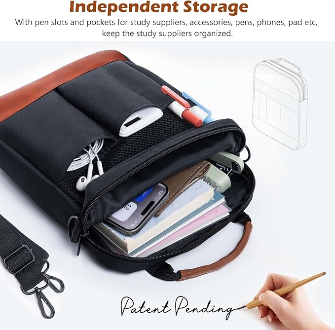 Book Sleeve with Zipper, Book Covers for Book Lovers, Multi-pocket Book Protector Cover with Shoulder Strap,Book Bag for Ipaad, kidle - Back To School Book Accessories