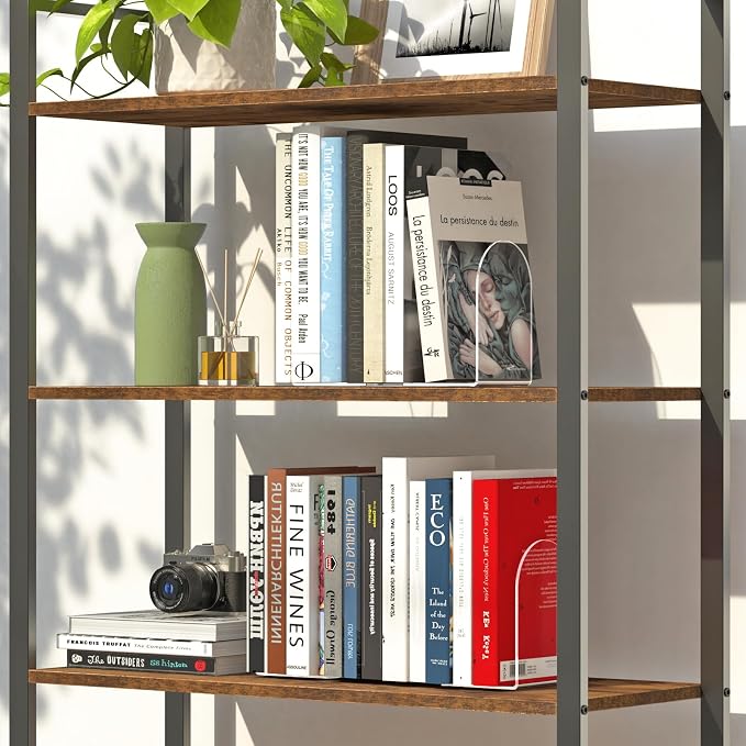 8 Pcs Acrylic Bookends, Clear Book Ends for Heavy Books, Bookend Holders for Shelves, Arch Book Stopper to Hold Books, Decorative Bookends for School, Library, Home, Office