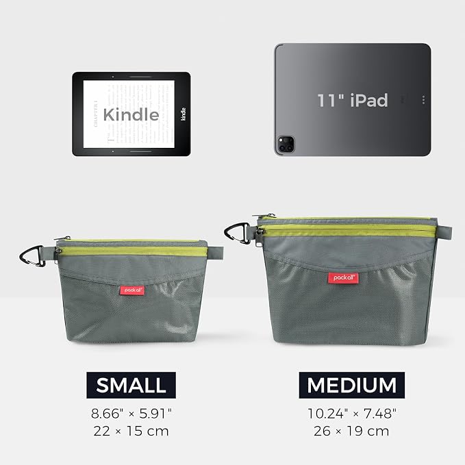 pack all Double-Layered Water-Resistant Zipper Pouch, Mesh Zipper Bags for Storage, Travel, Office & Home Organization (Grey, Medium)