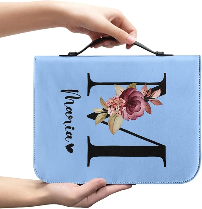 Personalized Bible Cover with Name, Custom Bible Cover Case for Women Girls, Large Capacity Scripture Bag with Handle