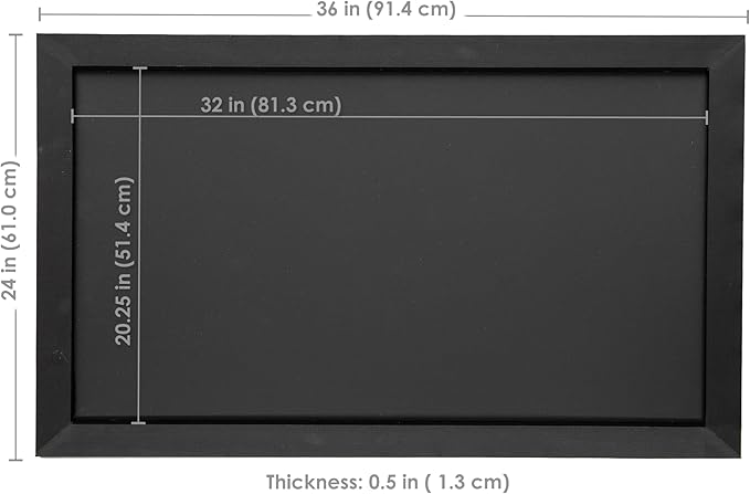 Sunnydaze Large Magnetic Chalkboard for Wall with Pine Frame - Blackboard for Wall Includes Chalk and Eraser - Black