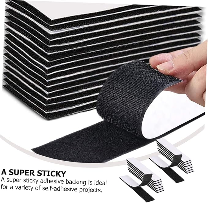 NUOBESTY 25pcs Strong Adhesive Hook and Loop Tape for Home Organization Versatile Double-Sided Household Adhesive Stickers for Securing Cushions Wall Decor and Crafts Black