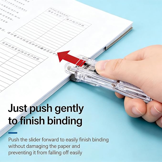 Portable Binder Clip Stapler - Includes 100 Reusable Clips, Compact No-Hole Binding Refillable Handheld Design, Portable Binder Clip Stapler for Office School Home Document Organization (2Pcs-c)