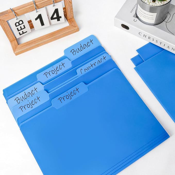 120 Pack File Folders 8.5 x 11 Inch, 1/3 Cut Tab File Folders Letter Size, School Business Office Filing Folder for Document, Blue