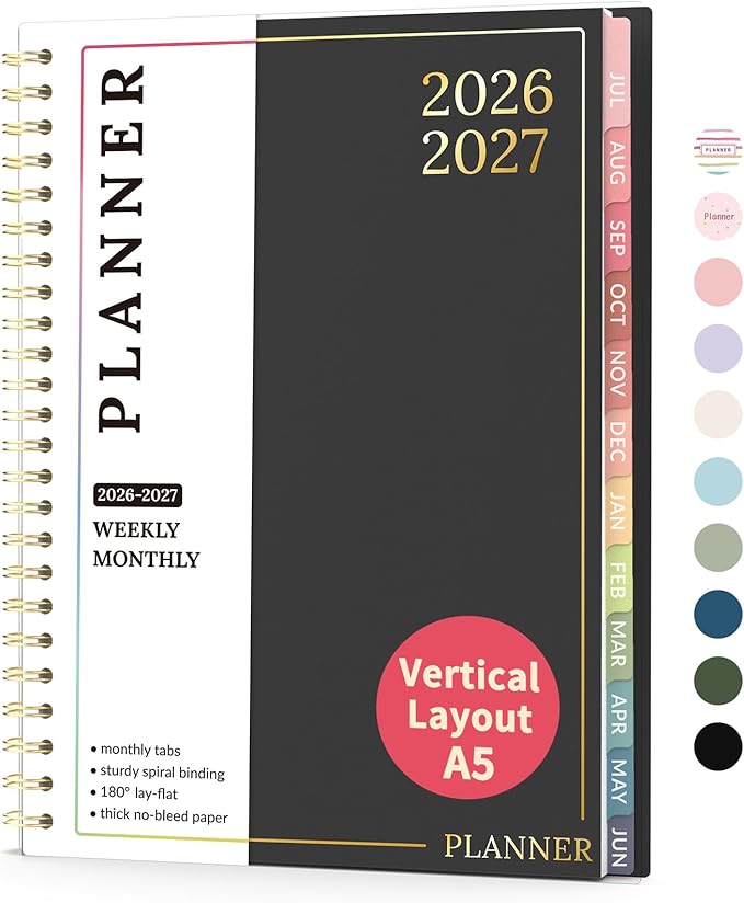 Teacher Planner 2026-2027, Forvencer Academic Planner 2026-2027, Jul 2026 - Jun 2027, 6.3" x 8.5", Weekly & Monthly Planning Book with 7 Periods, School Agenda for Teacher Student, A5,Black