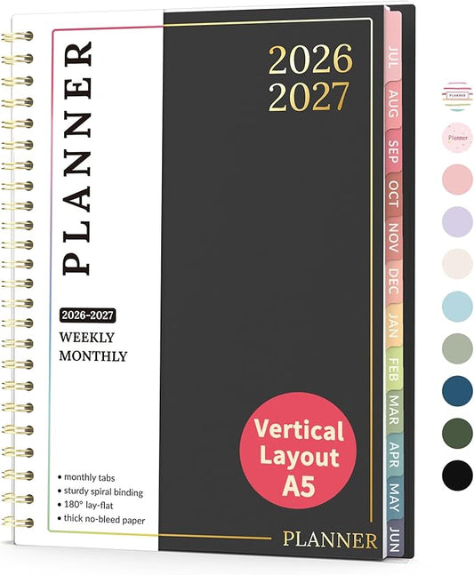 Teacher Planner 2026-2027, Forvencer Academic Planner 2026-2027, Jul 2026 - Jun 2027, 6.3" x 8.5", Weekly & Monthly Planning Book with 7 Periods, School Agenda for Teacher Student, A5,Black