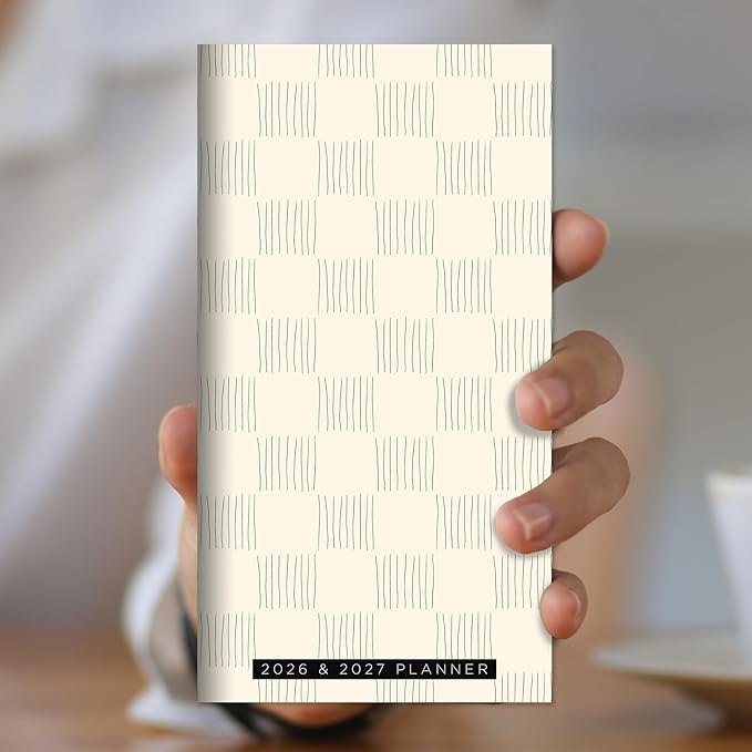 TF Publishing 2026-2027 Checkerboard Small Monthly Pocket Planner with 2 Page Large Calendar Grid and Lined Notes Section - 2 Year Pocket Calendar 2026-2027 Perfect for Purse - 3.5in x 6.5in