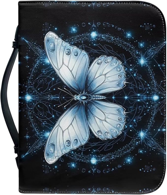 Big Butterfly Bible Cover Case for Women Girls Bible Cover with Handle Bible Book Carrying Case Bible Accessories Fits Bibles Measuring-Size 2XL