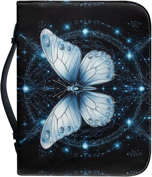 Big Butterfly Bible Cover Case for Women Girls Bible Cover with Handle Bible Book Carrying Case Bible Accessories Fits Bibles Measuring-Size 2XL