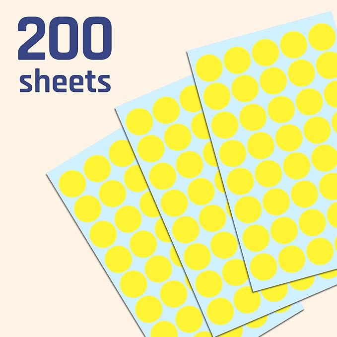 TownStix 8000 Pack, 3/4" Round Dot Stickers Circle Labels - Yellow