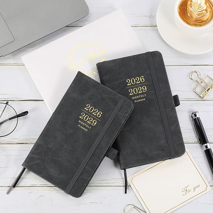 2026-2029 Monthly Planner/Calendar - 3 Year Planner with Faux Leather Cover, Jul 2026 - Dec 2029, Small Pocket Planner for Purse, Pen Holder, 3.8" x 6.3", Inner Pocket, 63 Notes Pages