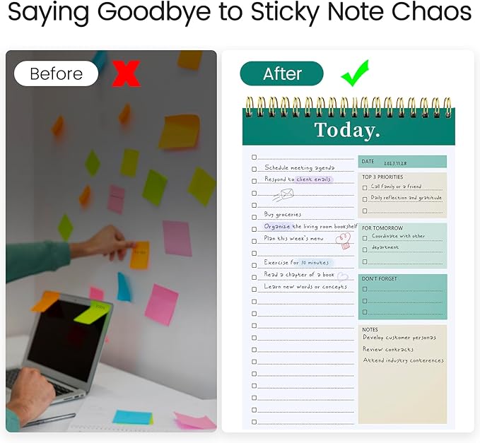To Do List Notepad - To Do List Notebook for Work with 52 Sheets, Undated Daily Planner Perfect for Enhanced Productivity and Goal Achievement - Green