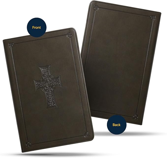 Personalized ESV Thinline Bible Large Print English Standard Version Faux Leather Holy Bible with Custom Name, Date and Text | Custom Gift for Christian & Religious Celebrations | Olive Green Cross