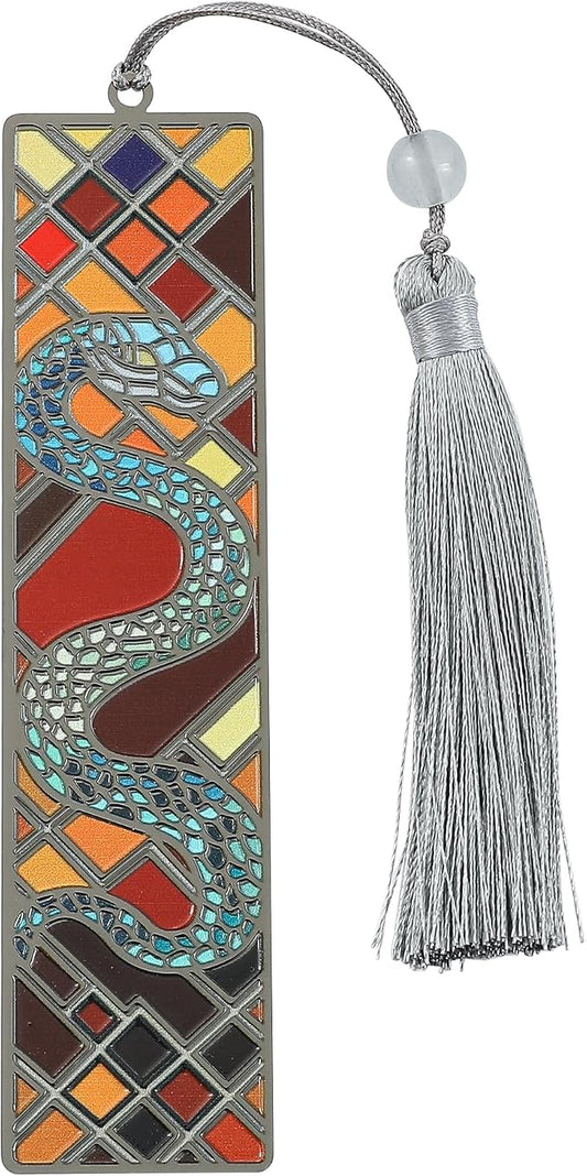feimeng jewelry Gothic Horror Snake Bookmark with Tassel Gifts for Book Lovers - Unique Brass Book Mark Reading Supplies, Book Accessories for Women Men