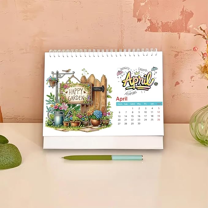 2026 Standing Desk Calendar DIY Diamond Art Painting Monthly Flip Desktop Calendar with To Do List Calendars Planner for Home Office-2026-D