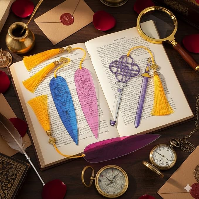K-Pop Group Idol Hunters Bookmark,Pop Demon Exorcists Bookmarks,Korean Music Fan Book Lovers Anime Reading Accessories (5PC Kpop Weapons)