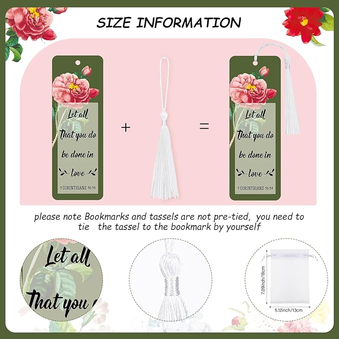 Spakon 70 Sets Mother's Day Church Gifts Bible Verse Bookmarks Inspirational Bamboo Pens Gift Bags Mom Christian Gifts Bulk Religious Mothers Day Party Favors