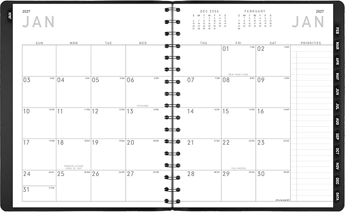 AT-A-GLANCE 2027 Planner, Weekly & Monthly, 7" x 8.75", Contemporary Lite, Black (70545X0527)