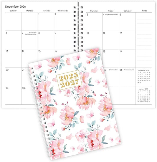 Monthly Planner 2025-2027, Monthly Calendar July 2025 - December 2027, A5 Planner 2025-2026 with Coil, 5.9'' x 8.4'', Perfect for Office School Supplies Organizing Planning - Pink