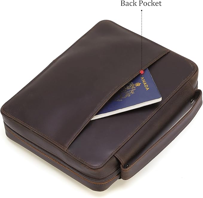 Polare Full Grain Leather Bible Cover Church Bag 10.5x7.75x2.25 inch Carrying Book Case Bible Protective with Handle and YKK Zipper Christian, Religious Gifts for Men Women