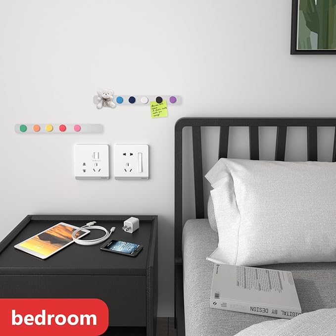 Magnetic Board - 2Pcs Frameless Stainless Steel Magnet Bulletin Board Strips with 10 Colorful Magnets, Magnetic Strips with Adhesive Backing Memo Board for Wall Office Kitchen Classroom Fridge