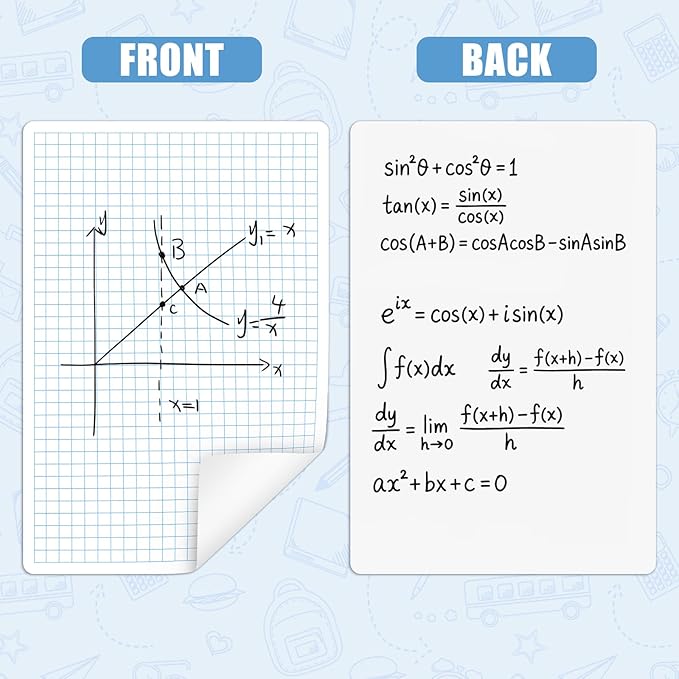 Lincia 25 Sheets Double-Sided Dry-Erase Poster Board Sheets: 1" Grid, 24" x 36" Large Whiteboard Paper Rollable for Classroom, Teachers, Office Presentations