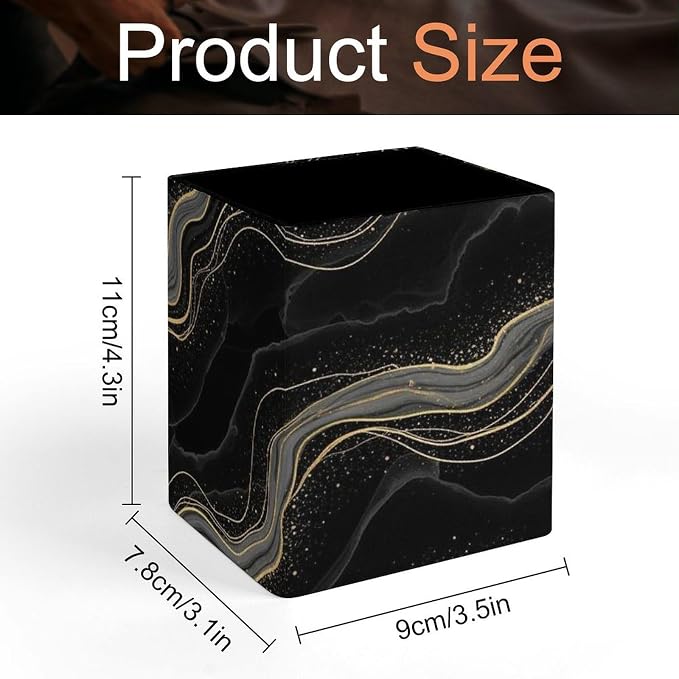 Fashion Pencil Pen Holder Cup, Waterproof Office Supplies, Waterproof Multifunctional Office Supplies Black Marble Gold Line