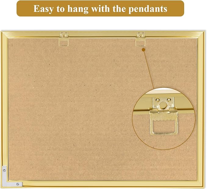 Whiteboard Calendar & Corkboard, 17" x 13" Dry Erase White Board & Bulletin Board, Gold Aluminum Frame Calendar/Cork Combo Board(ZHYL-Gold-3343-B+1)