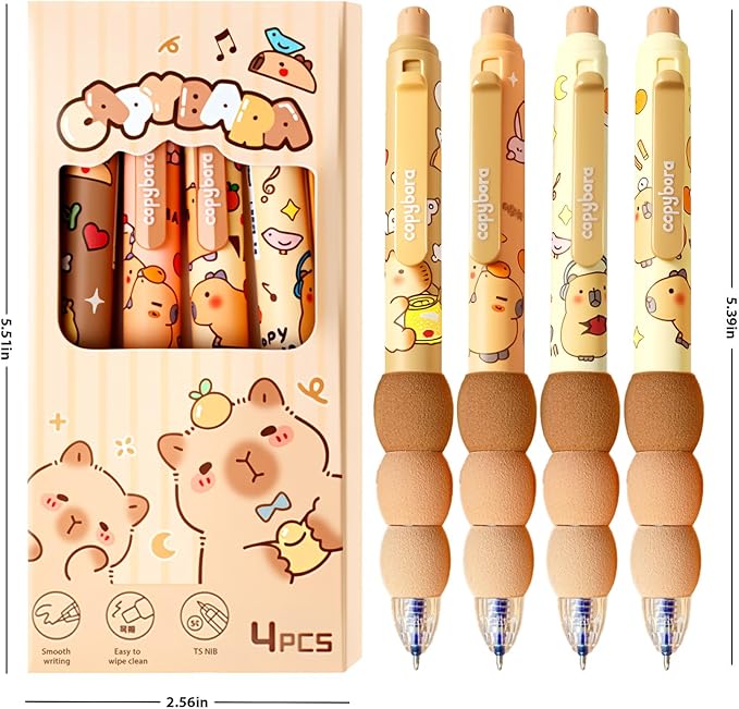 8 PCS Cute Erasable Pens,Capybara Erasable Gel Ink Pens,0.5mm Blue Ink - Retractable, Cute Capybara School Supplise,Kawaii Capybara Stationery Set,Perfect for Office, School, Women,Man