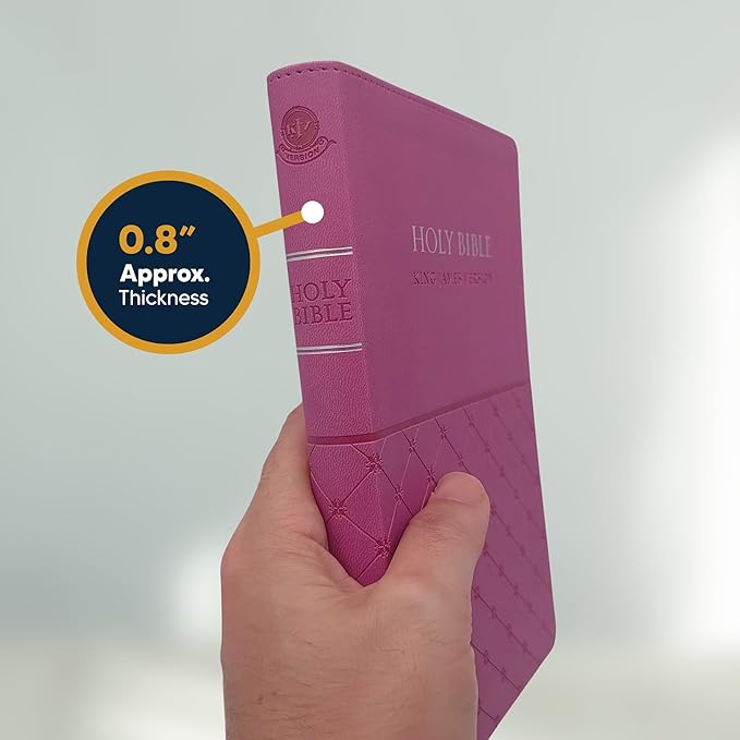 Faux Leather Custom KJV Holy Bible Personalized with Name | Small Text | King James Version Gift and Award Bible for Religious Occasions, Pink